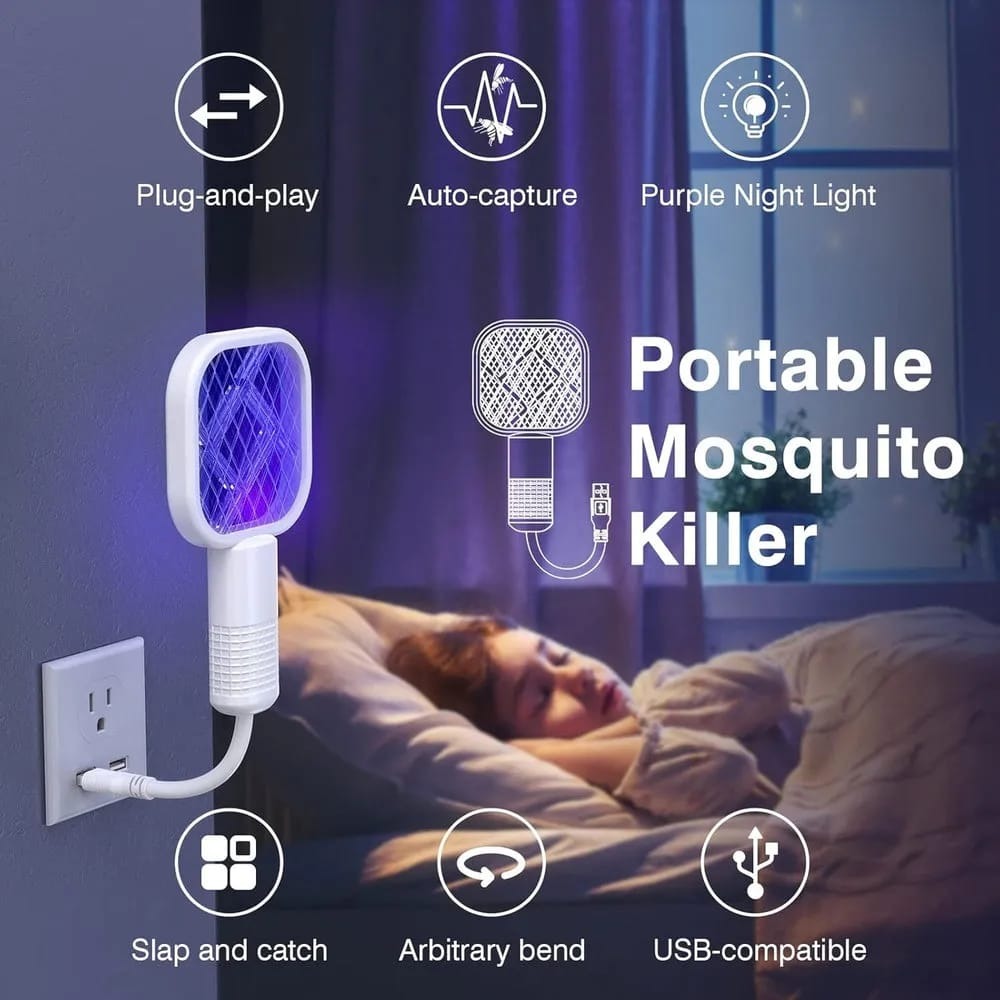 🔥 Mini USB Rechargeable Mosquito Racket 🔋