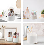 360° Rotating Makeup Brush Organizer | Elegant Makeup Brush Holder with Clear Dome Cover – Dustproof Cosmetic Organizer