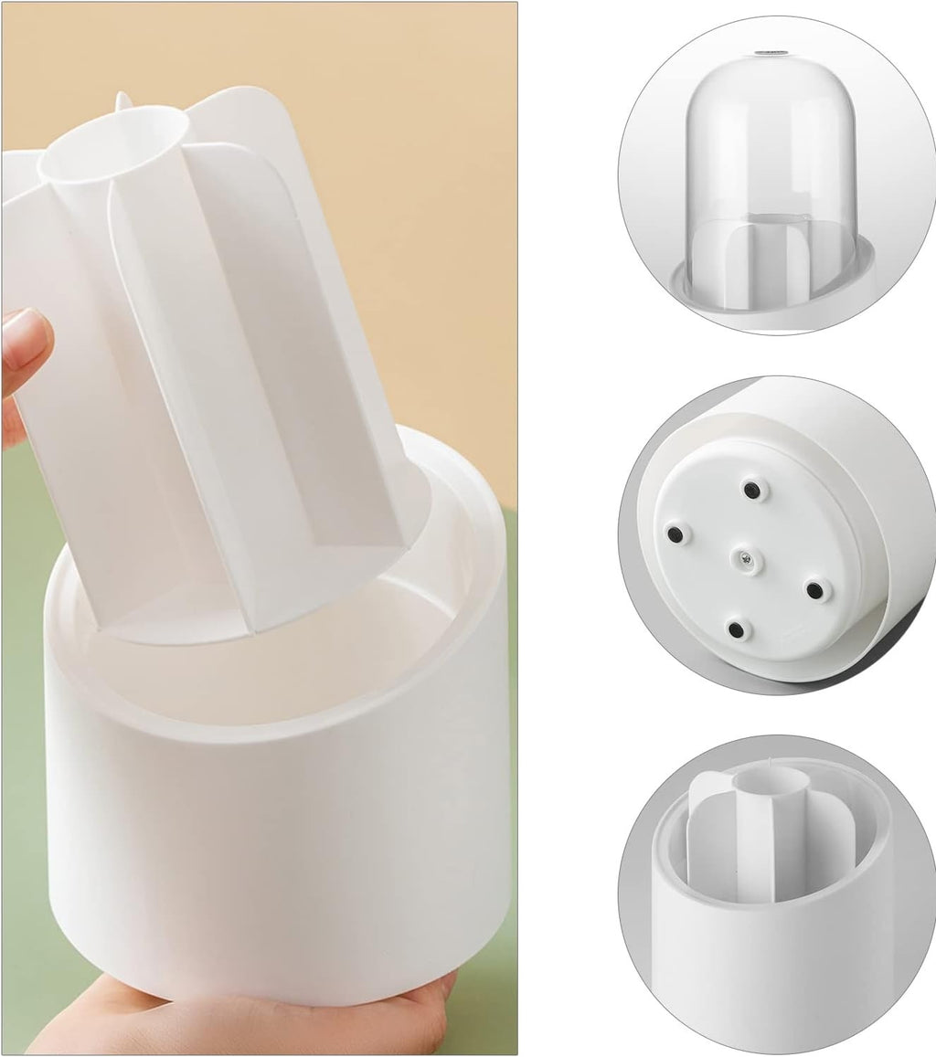 360° Rotating Makeup Brush Organizer | Elegant Makeup Brush Holder with Clear Dome Cover – Dustproof Cosmetic Organizer