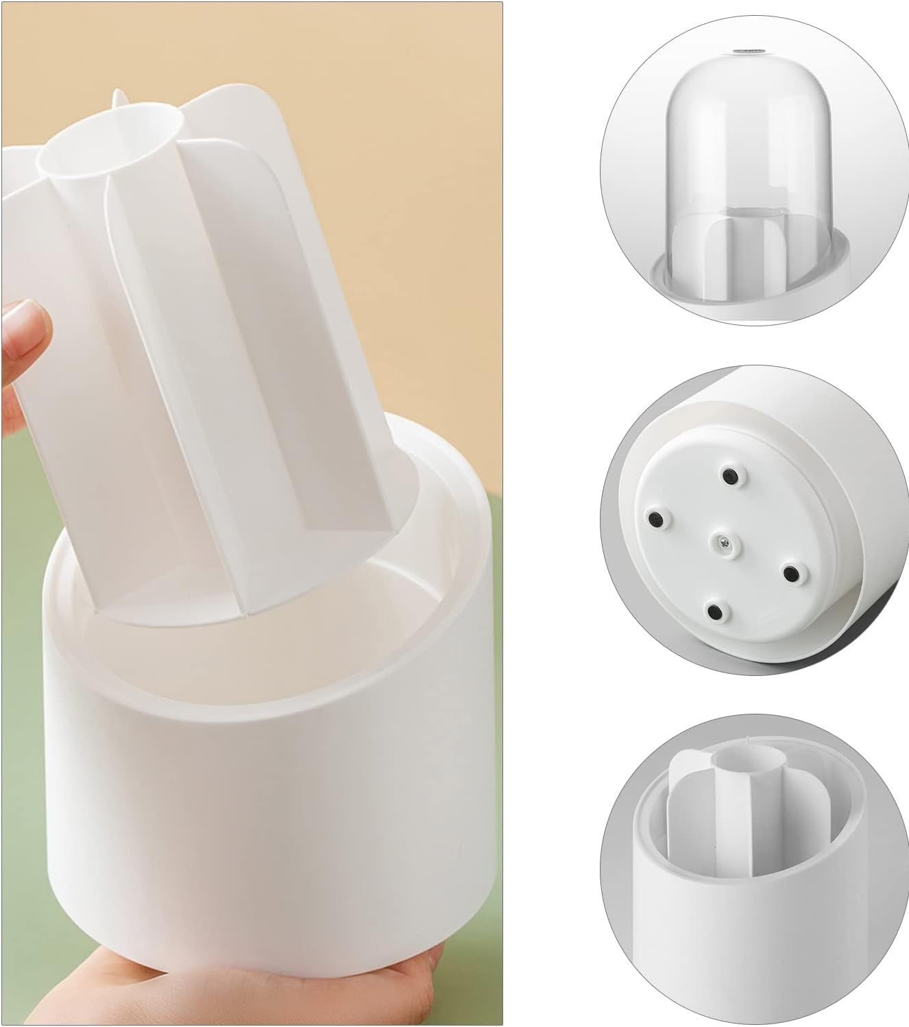 360° Rotating Makeup Brush Organizer | Elegant Makeup Brush Holder with Clear Dome Cover – Dustproof Cosmetic Organizer