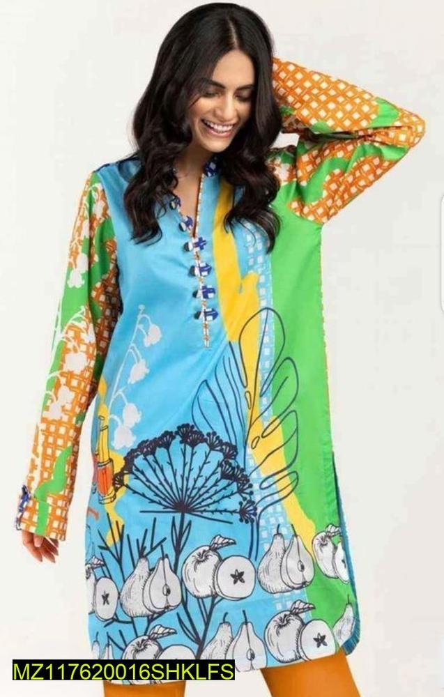 Swiss Lawn: 1 Pc Women's Unstitched Swiss Lawn Printed Shirt