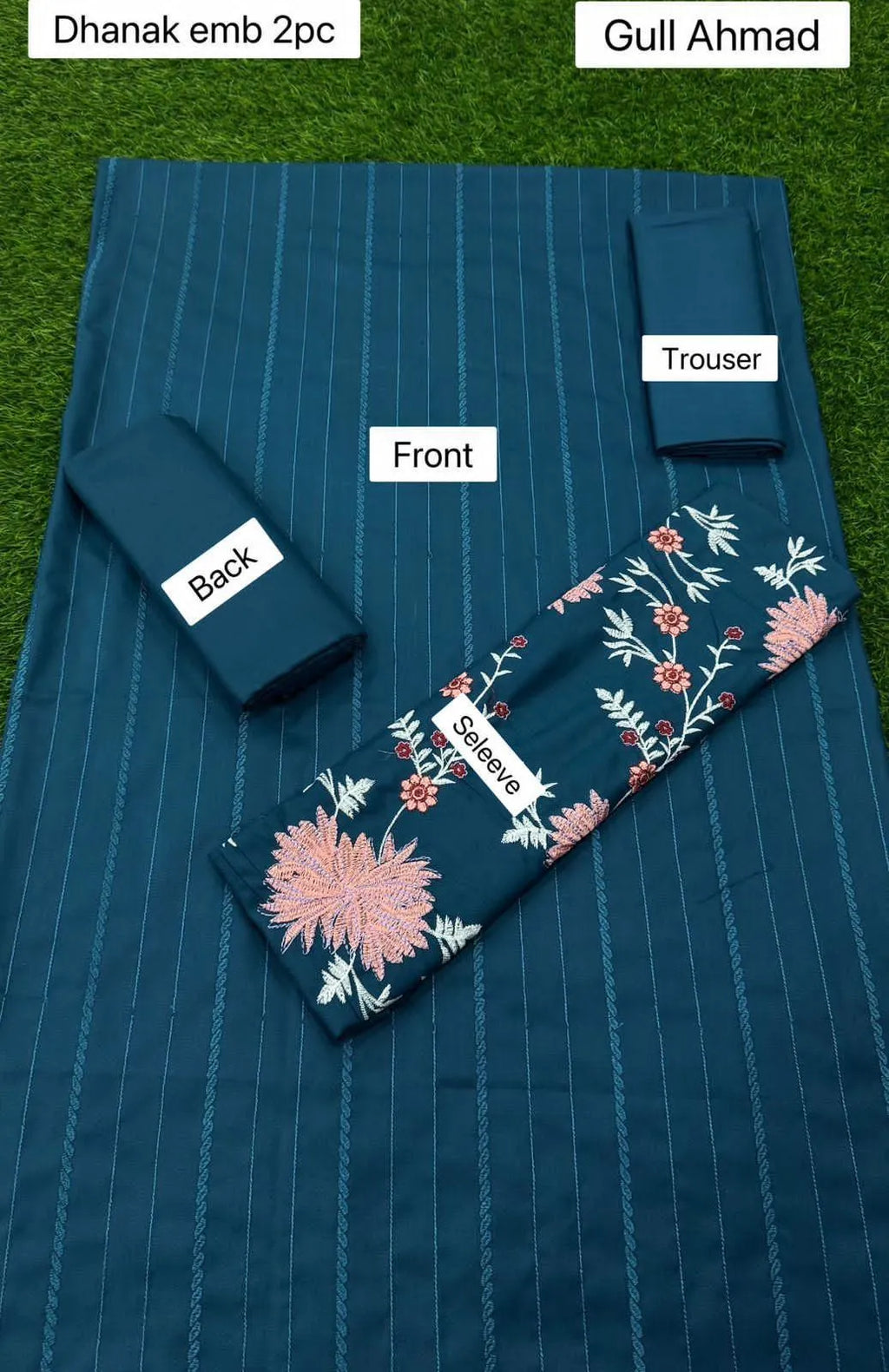 Dhanak: Stylish Blue Embroidered Suit - 2 Pcs