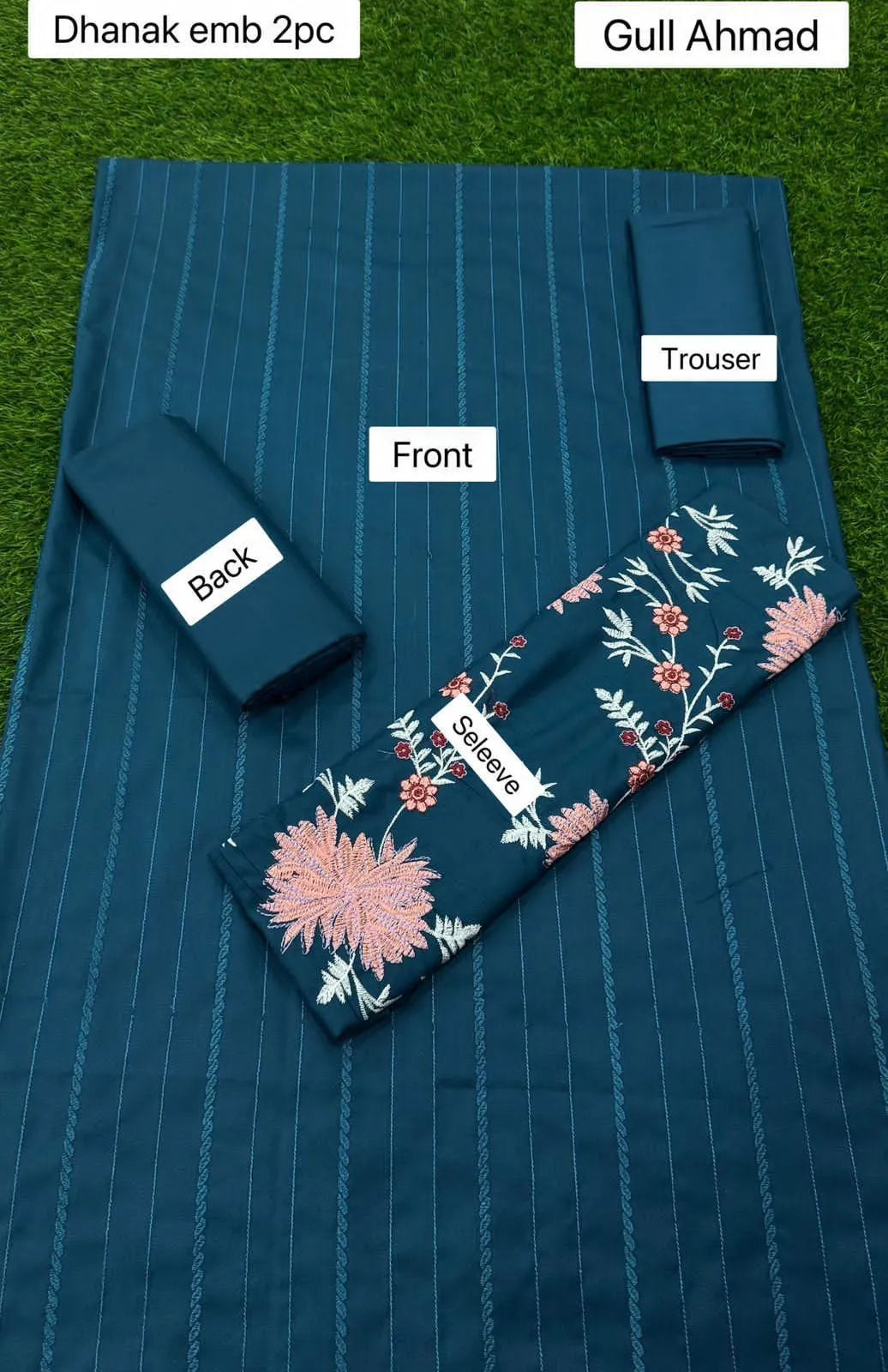 Dhanak: Stylish Blue Embroidered Suit - 2 Pcs