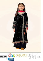 Dhanak: 3 Pcs Girl's Embroidered Unstitched Suit