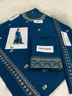 Dhanak: 3 Pcs Girl's Embroidered Unstitched Suit