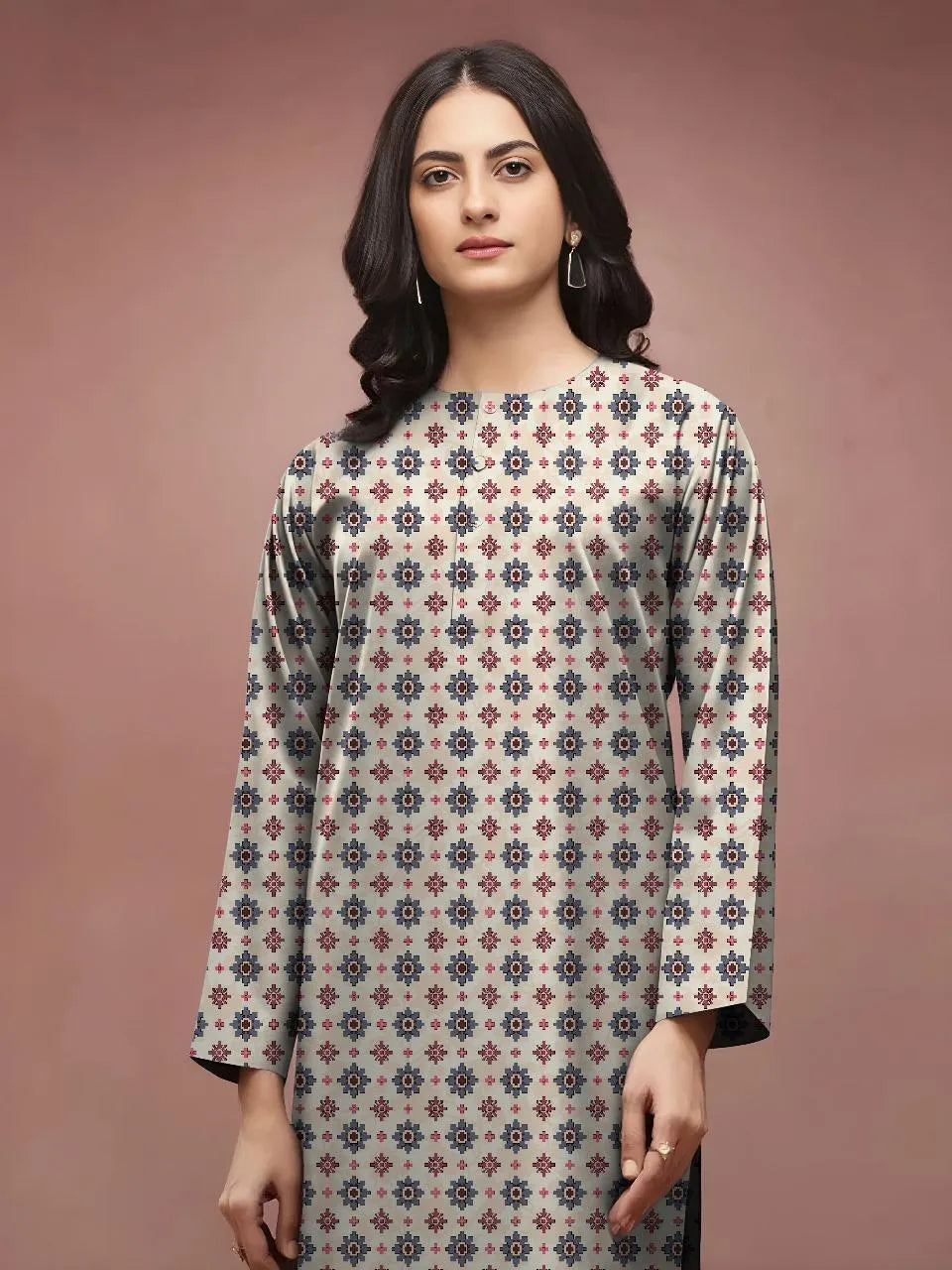 Khaddar: 2 Pcs Women's Unstitched Printed Suit