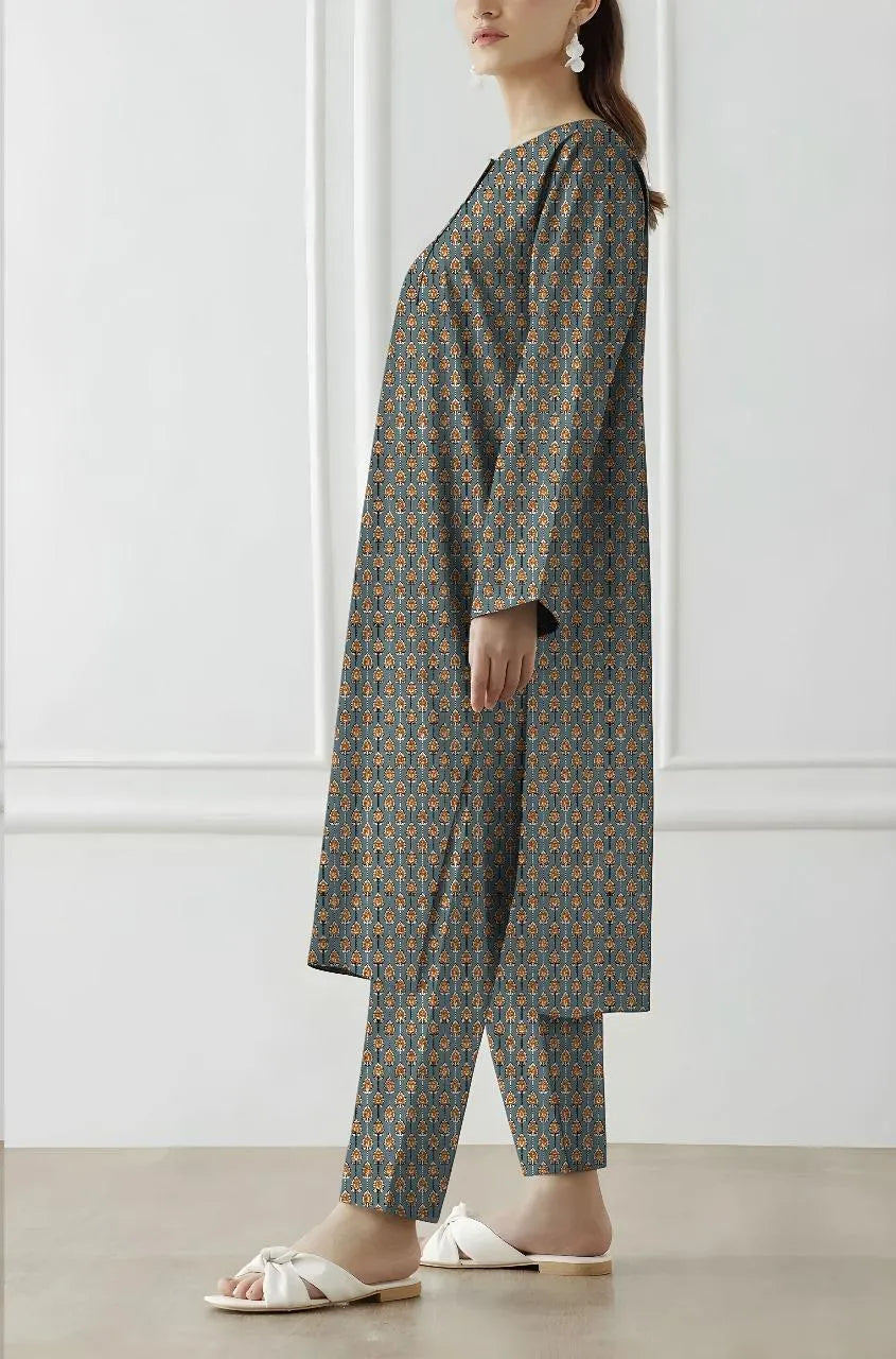 Khaddar: 2 Pcs Women's Unstitched Printed Suit