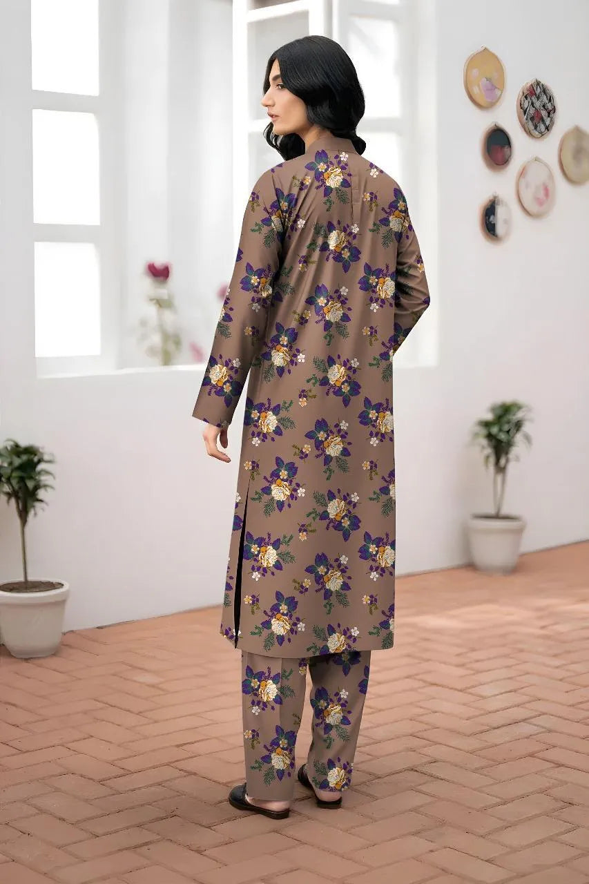Khaddar: 2 Pcs Women's Unstitched Printed Suit