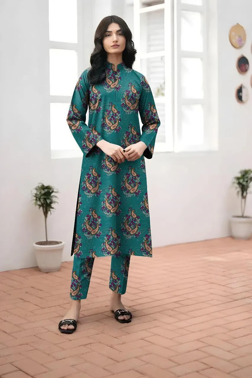 Khaddar: 2 Pcs Women's Unstitched Printed Suit