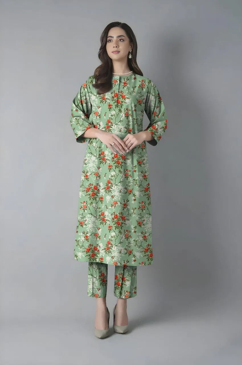 Khaddar: 2 Pcs Women's Unstitched Printed Suit