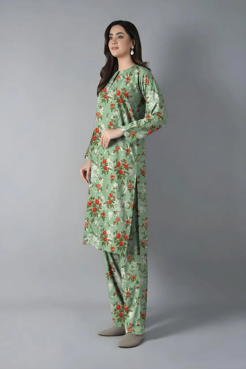 Khaddar: 2 Pcs Women's Unstitched Printed Suit