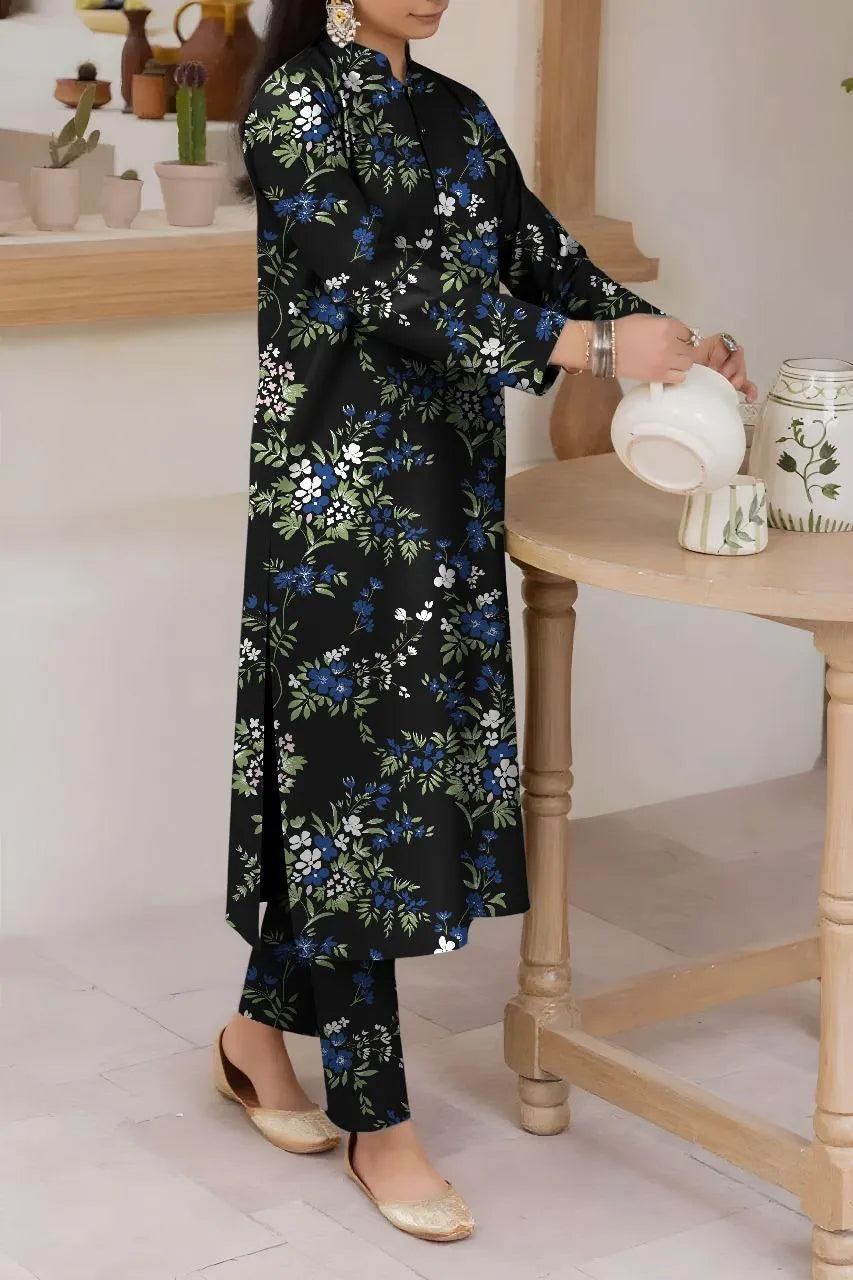 Khaddar: 2 Pcs Women's Unstitched Printed Suit