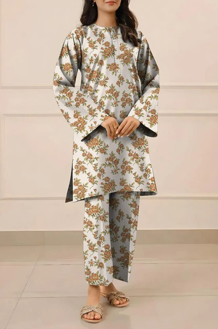 Khaddar: 2 Pcs Women's Unstitched Printed Suit