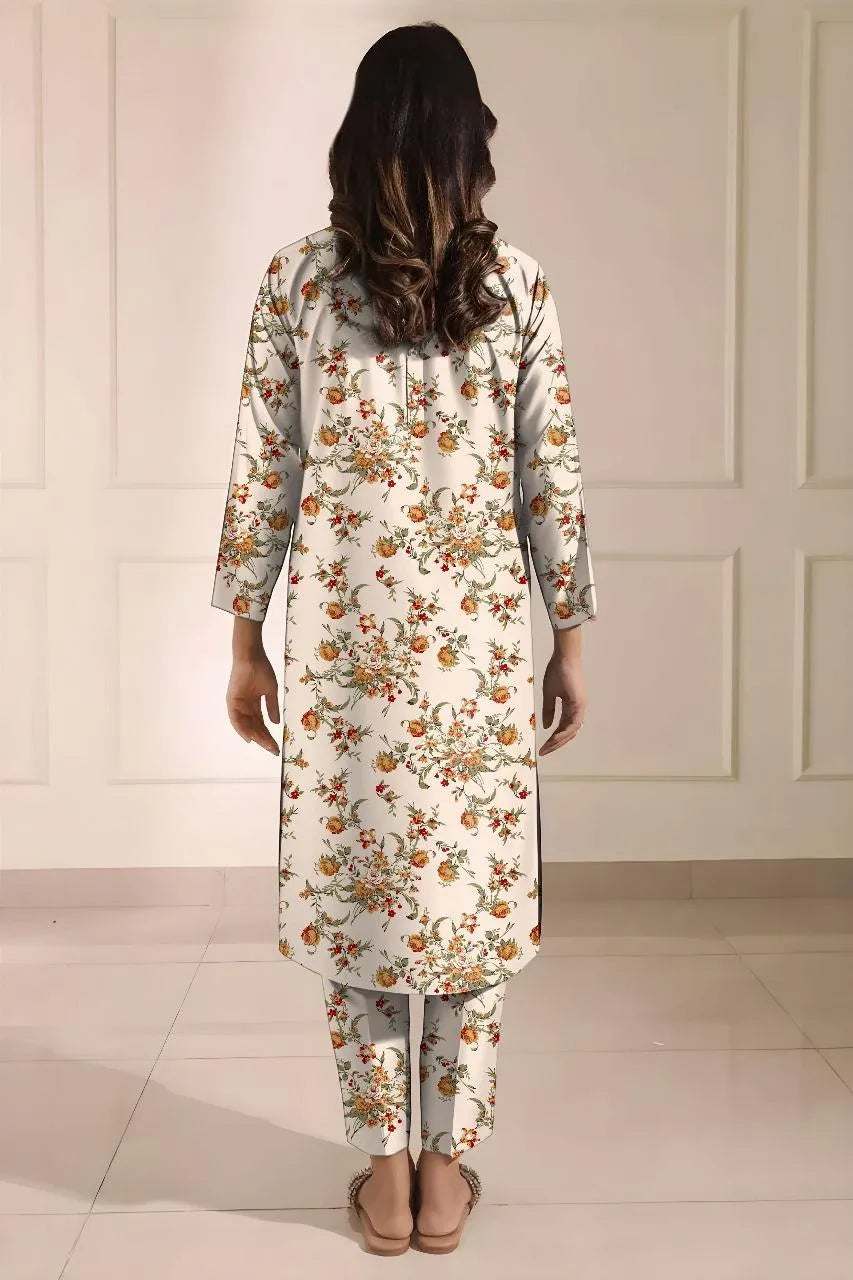 Khaddar: 2 Pcs Women's Unstitched Printed Suit