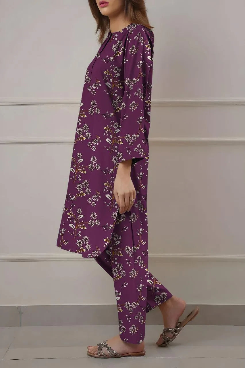 Khaddar: 2 Pcs Women's Unstitched Printed Suit