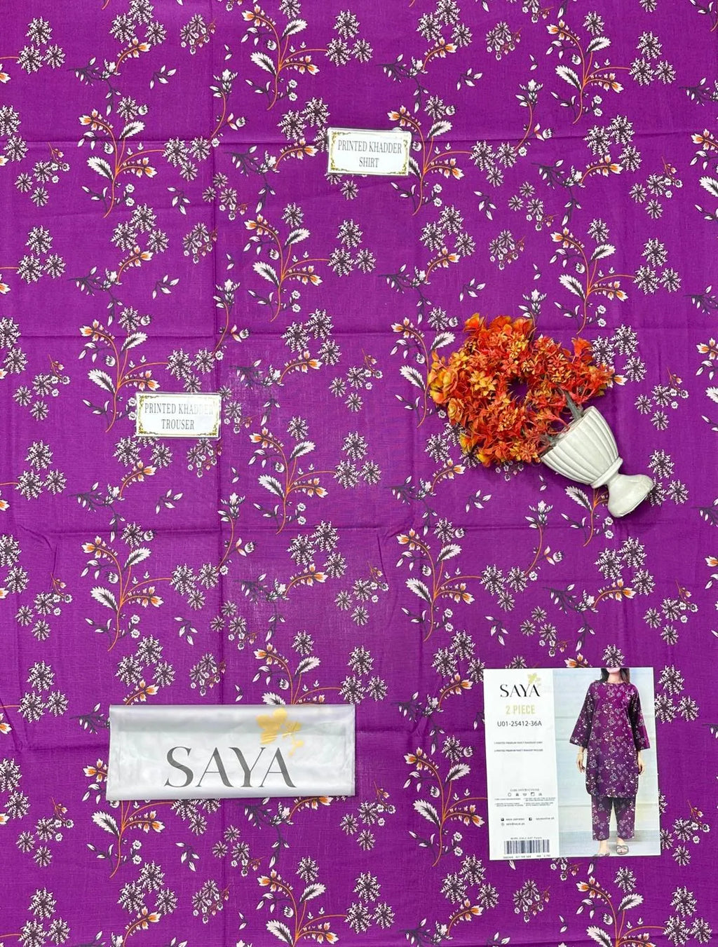 Khaddar: 2 Pcs Women's Unstitched Printed Suit