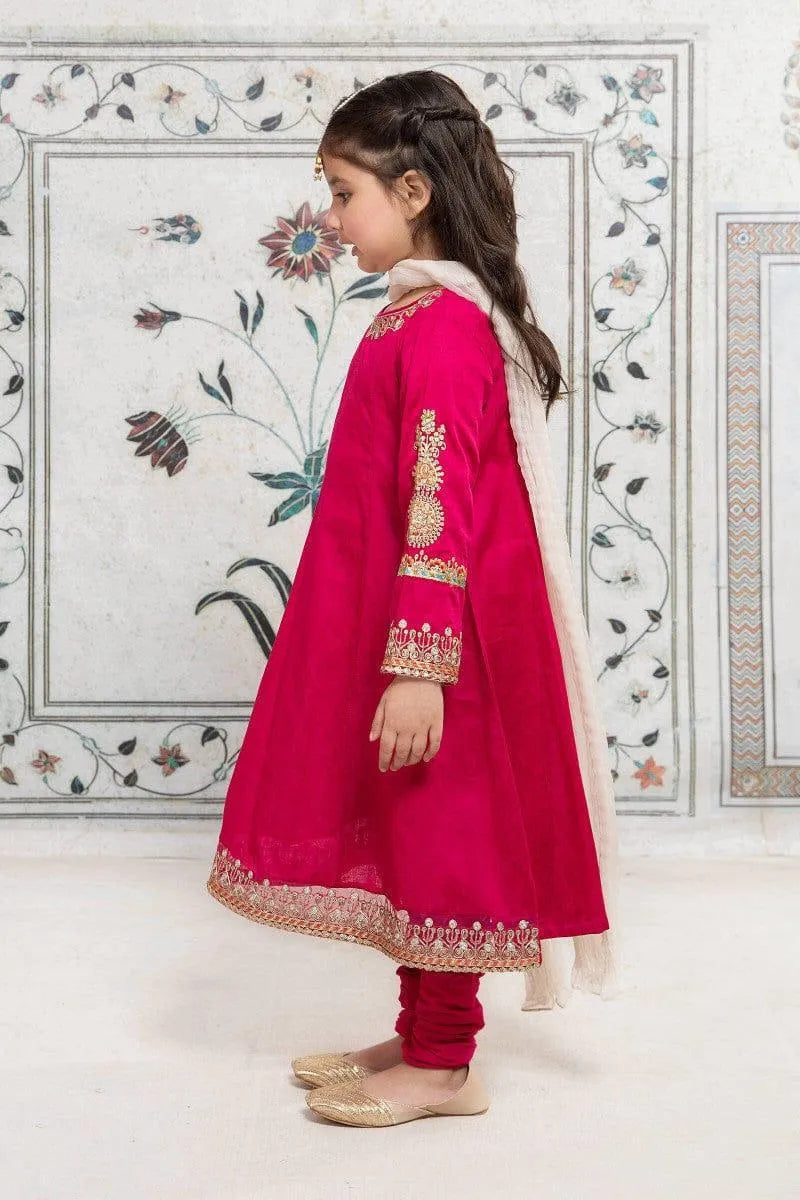 Dhanak: 3 Pcs Girl's Embroidered Unstitched Suit