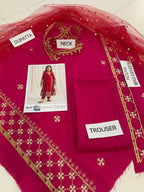 Dhanak: 3 Pcs Girl's Embroidered Unstitched Suit