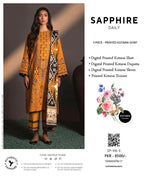 Dhanak: 3 Pcs Women's Unstitched Printed Suit