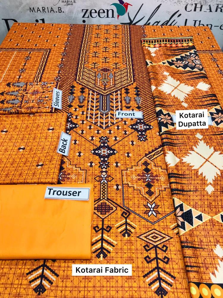 Dhanak: 3 Pcs Women's Unstitched Printed Suit