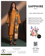 Dhanak: 3 Pcs Women's Unstitched Printed Suit