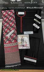 Dhanak: 3 Pcs Women's Unstitched Embroidered Suit