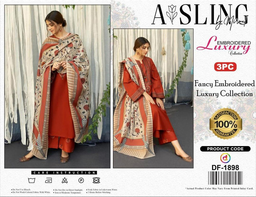 Dhanak: 3 Pcs Women's Unstitched Embroidered Suit