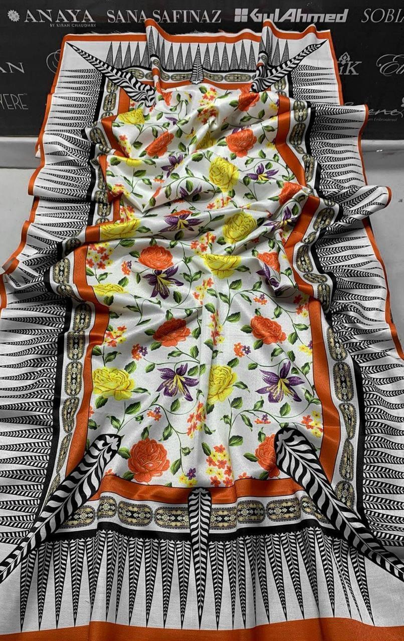 Dhanak: 3 Pcs Women's Unstitched Embroidered Suit