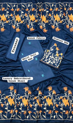 Dhanak: 3 Pcs Women's Unstitched Embroidered Suit