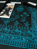 Dhanak: Black Embroidered Suit Set - 3 Pcs with Dupatta