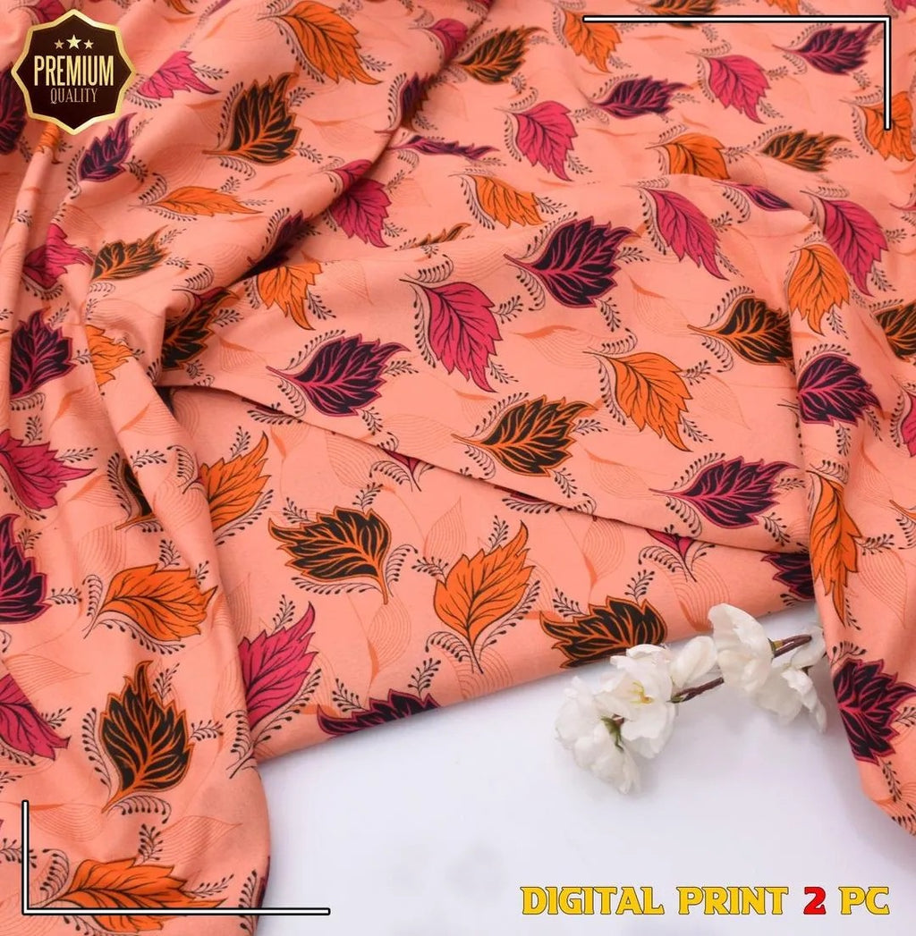 Polo Cotton: 2 Pcs Women's Unstitched Printed Suit winter collection