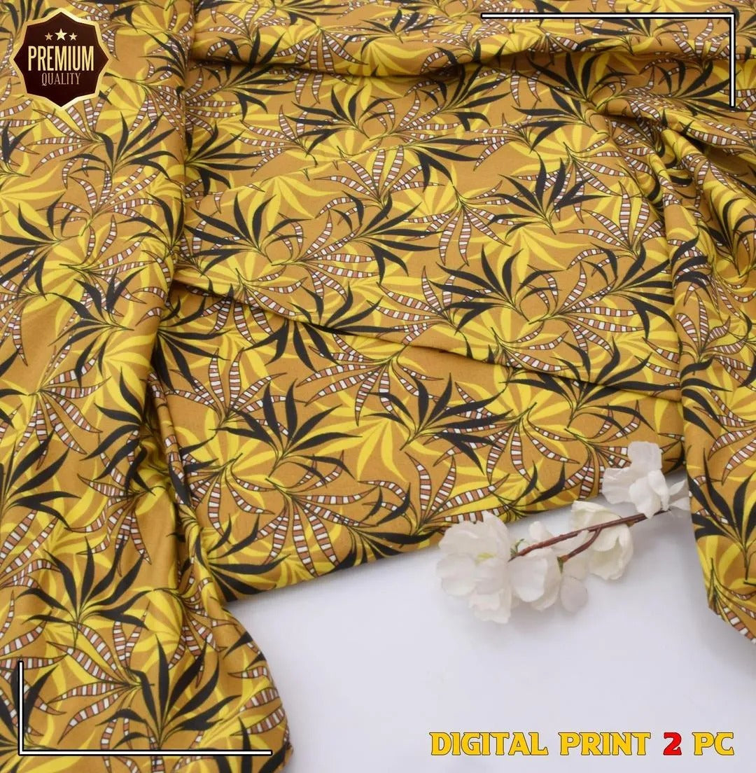 Polo Cotton: 2 Pcs Women's Unstitched Printed Suit winter collection