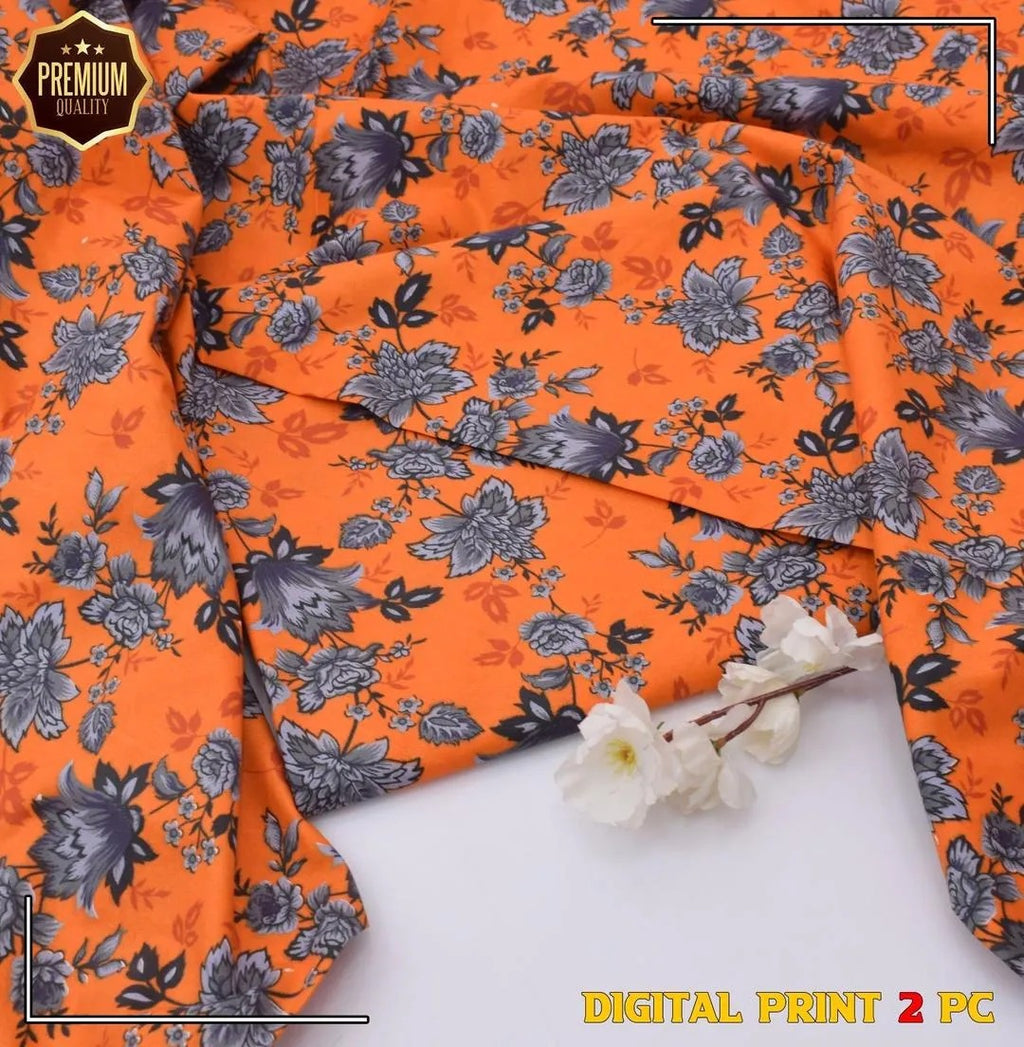 Polo Cotton: 2 Pcs Women's Unstitched Printed Suit winter collection