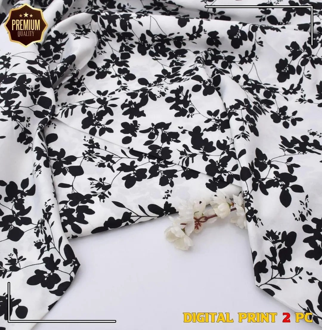 Polo Cotton: 2 Pcs Women's Unstitched Printed Suit winter collection