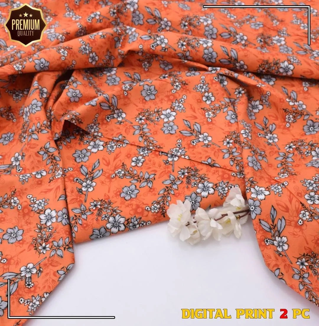 Polo Cotton: 2 Pcs Women's Unstitched Printed Suit winter collection