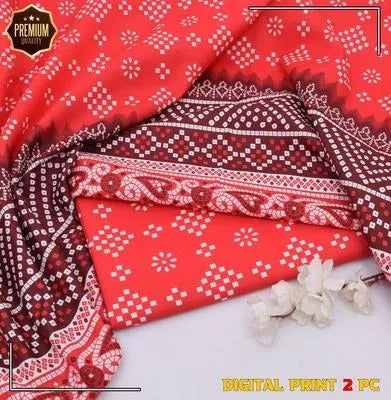 Polo Cotton: 2 Pcs Women's Unstitched Printed Suit winter collection